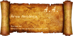 Árva Antónia névjegykártya